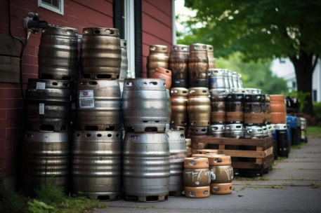 beer kegs ready distribution created with generative ai