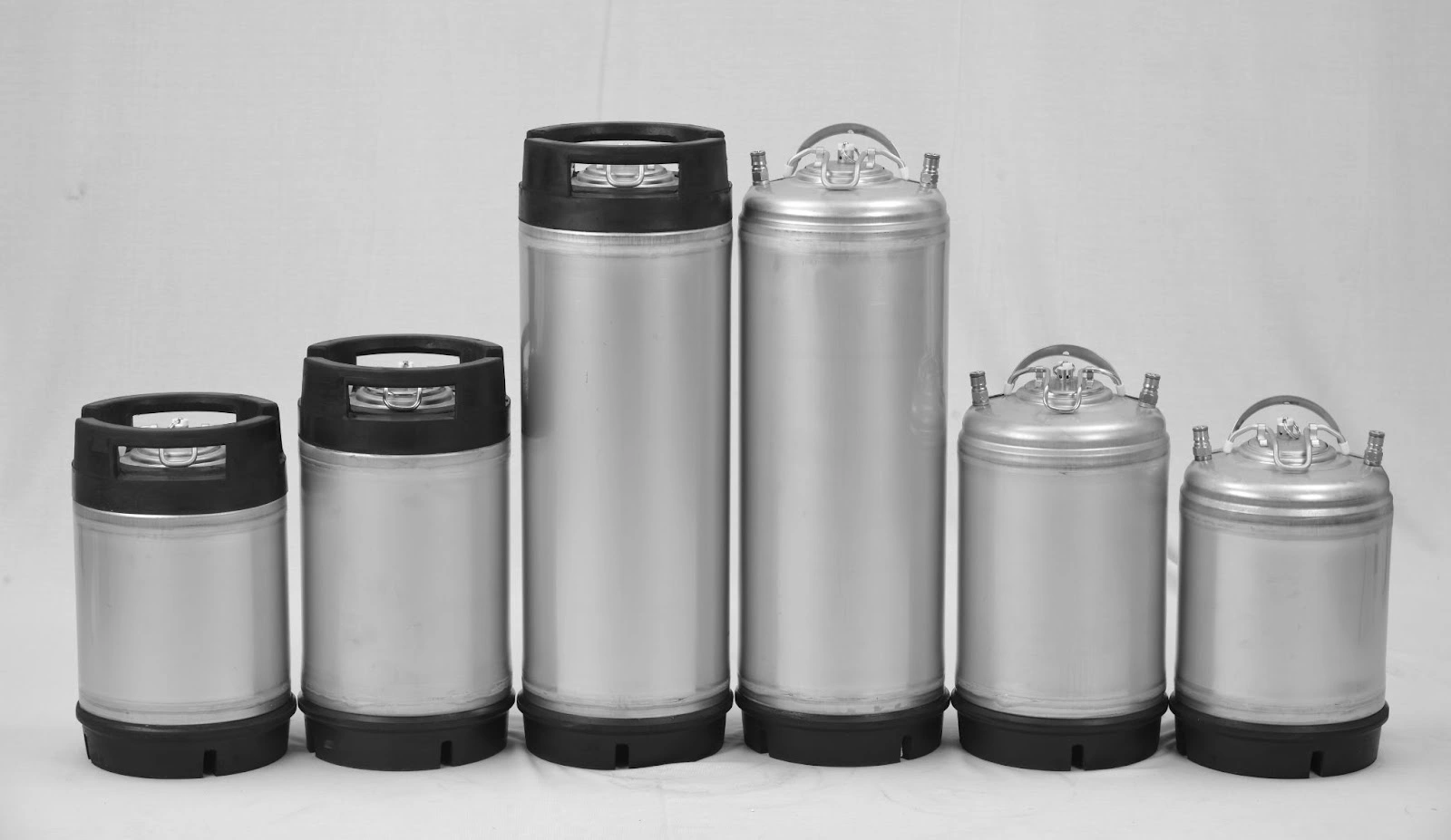 Different types of Corny Kegs in display